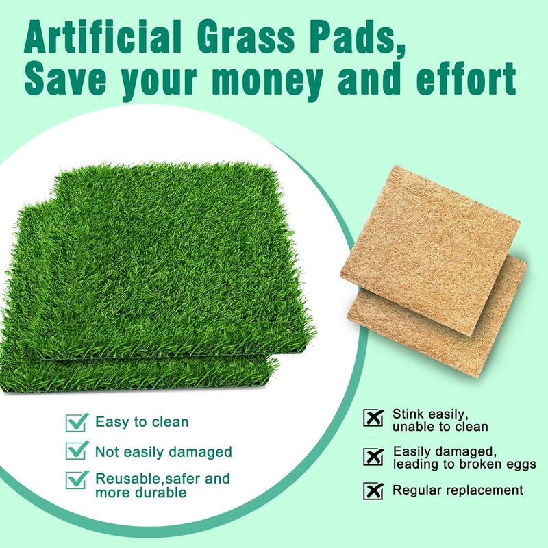 DenForste 6 Pack Chicken Nesting Box Pads - Washable Artificial Grass Nesting Pads - Chicken Nesting Pads for Chicken Coop and Pet Garden Lawn Indoor Outdoor 12"×12"×1" - Image 3